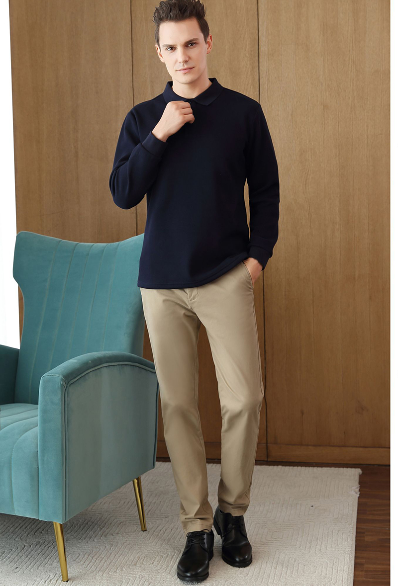 全棉超柔絨長袖POLO